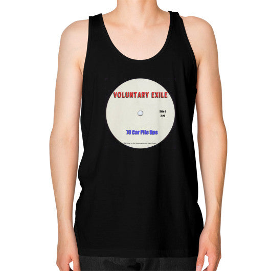 Unisex Fine Jersey Tank (on man) Black - Voluntary Exile