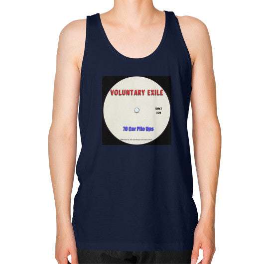 Unisex Fine Jersey Tank (on man) Navy - Voluntary Exile