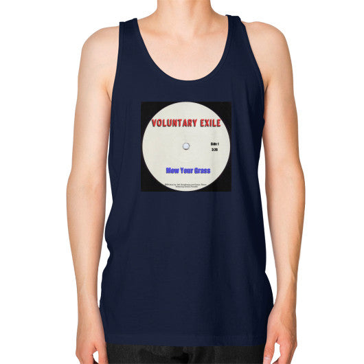 Unisex Fine Jersey Tank (on man) Navy - Voluntary Exile