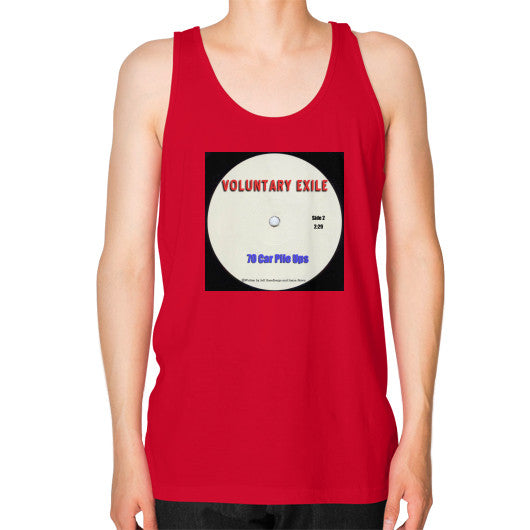 Unisex Fine Jersey Tank (on man) Red - Voluntary Exile