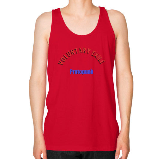 Unisex Fine Jersey Tank (on man) Red - Voluntary Exile