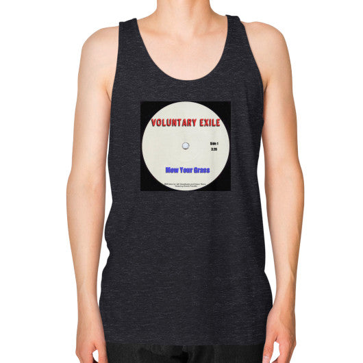 Unisex Fine Jersey Tank (on man) Tri-Blend Black - Voluntary Exile