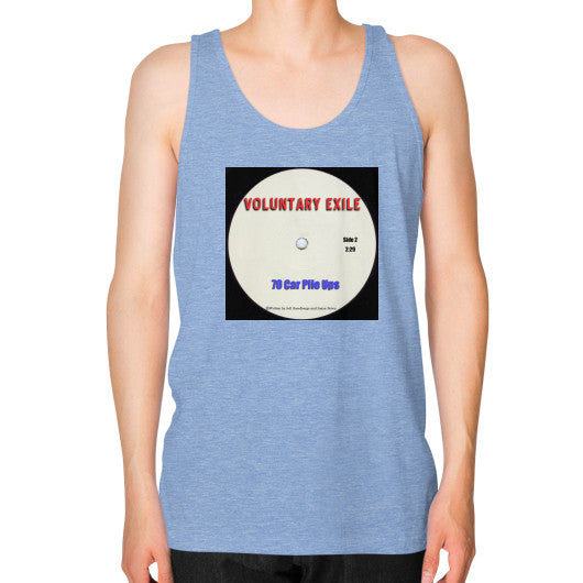 Unisex Fine Jersey Tank (on man) Tri-Blend Blue - Voluntary Exile