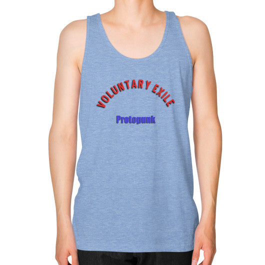Unisex Fine Jersey Tank (on man) Tri-Blend Blue - Voluntary Exile