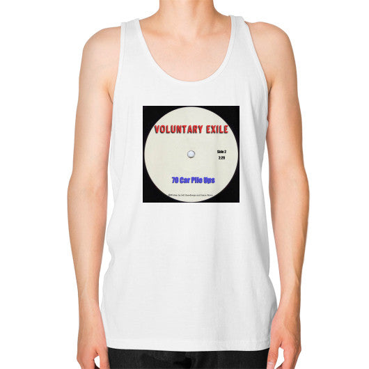 Unisex Fine Jersey Tank (on man) White - Voluntary Exile