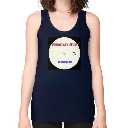Unisex Fine Jersey Tank (on woman) Navy - Voluntary Exile