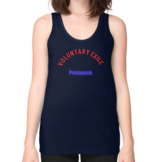 Unisex Fine Jersey Tank (on woman) Navy - Voluntary Exile