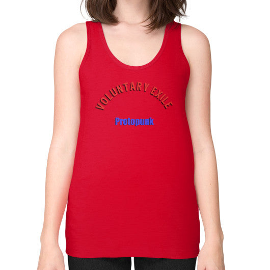 Unisex Fine Jersey Tank (on woman) Red - Voluntary Exile