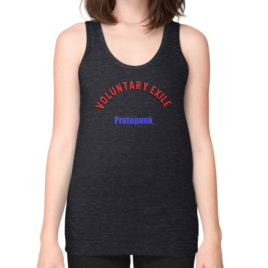 Unisex Fine Jersey Tank (on woman) Tri-Blend Black - Voluntary Exile
