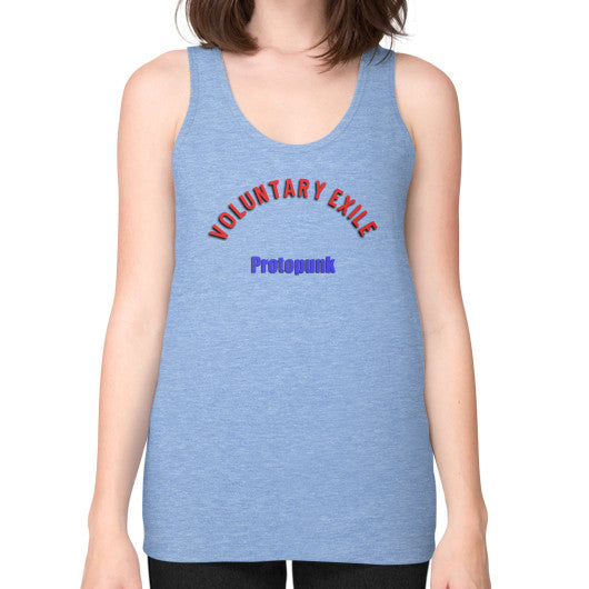 Unisex Fine Jersey Tank (on woman) Tri-Blend Blue - Voluntary Exile