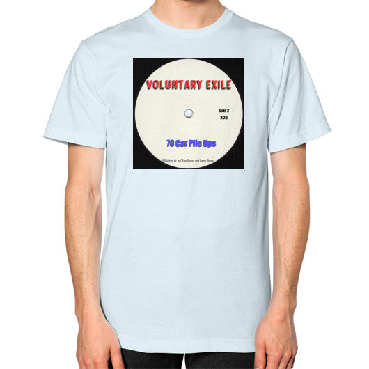 Unisex T-Shirt (on man) Light blue - Voluntary Exile