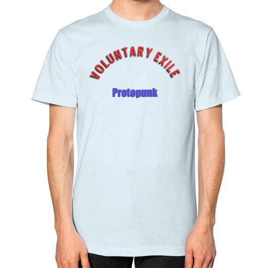 Unisex T-Shirt (on man) Light blue - Voluntary Exile