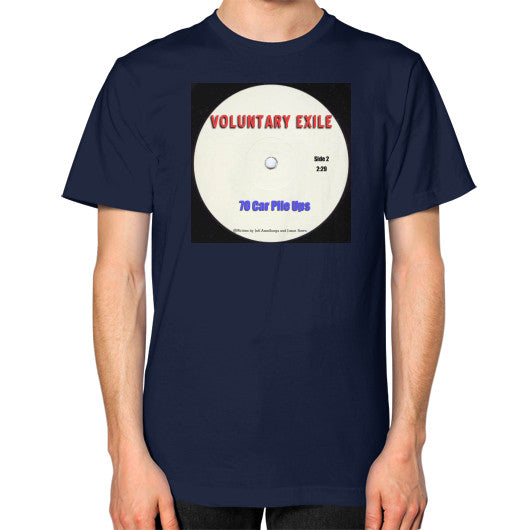 Unisex T-Shirt (on man) Navy - Voluntary Exile