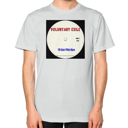 Unisex T-Shirt (on man) Silver - Voluntary Exile