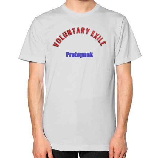 Unisex T-Shirt (on man) Silver - Voluntary Exile