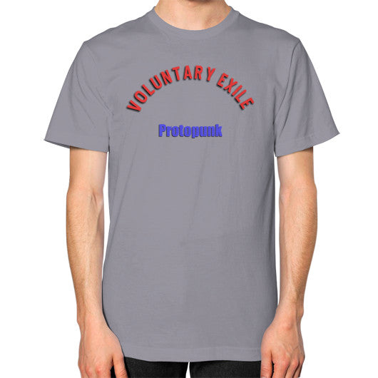 Unisex T-Shirt (on man) Slate - Voluntary Exile