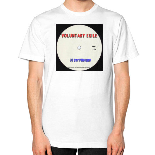 Unisex T-Shirt (on man) White - Voluntary Exile