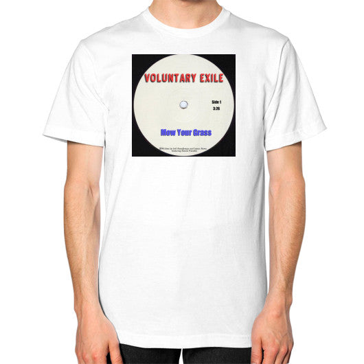 Unisex T-Shirt (on man) White - Voluntary Exile
