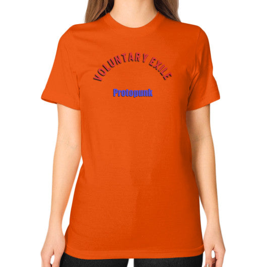 Unisex T-Shirt (on woman) Orange - Voluntary Exile