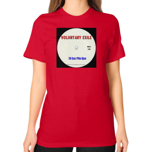 Unisex T-Shirt (on woman) Red - Voluntary Exile