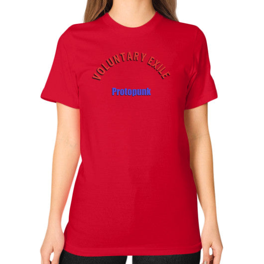 Unisex T-Shirt (on woman) Red - Voluntary Exile