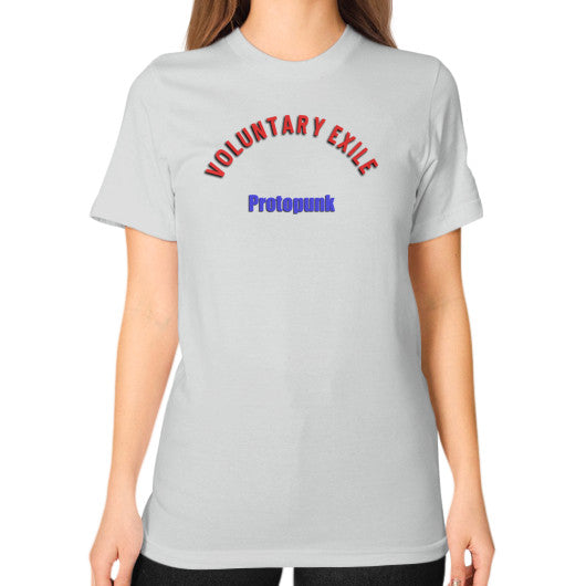 Unisex T-Shirt (on woman) Silver - Voluntary Exile