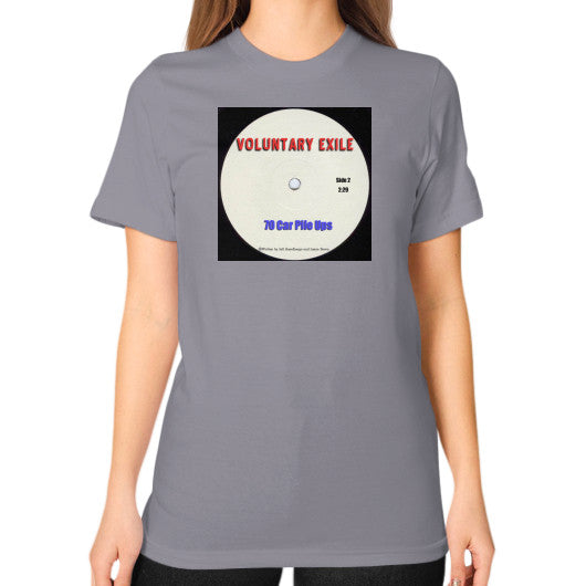 Unisex T-Shirt (on woman) Slate - Voluntary Exile