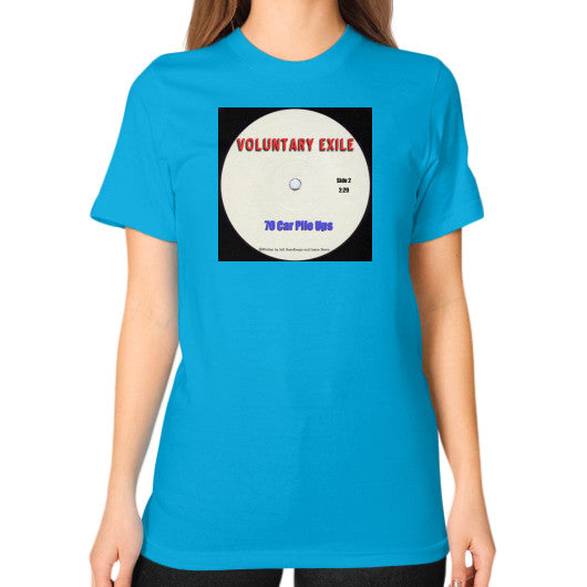 Unisex T-Shirt (on woman) Teal - Voluntary Exile