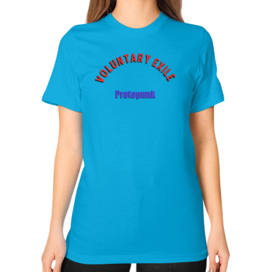 Unisex T-Shirt (on woman) Teal - Voluntary Exile