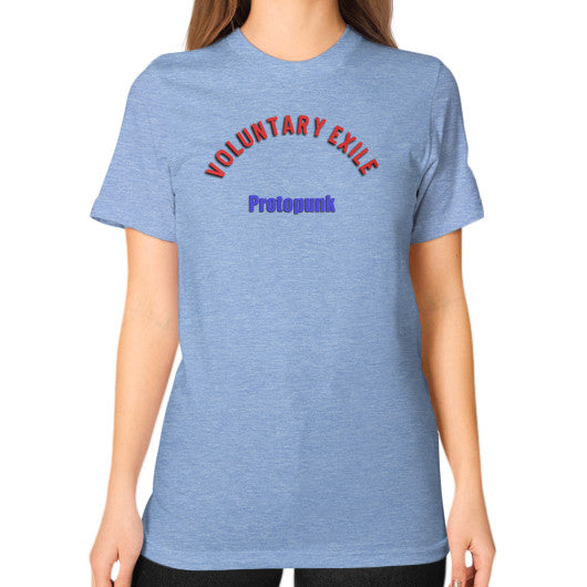 Unisex T-Shirt (on woman) Tri-Blend Blue - Voluntary Exile