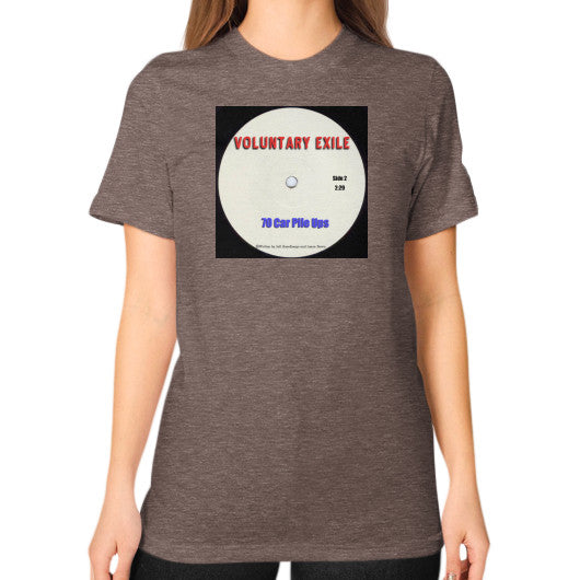 Unisex T-Shirt (on woman) Tri-Blend Coffee - Voluntary Exile