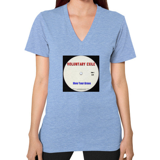V-Neck (on woman) Tri-Blend Blue - Voluntary Exile