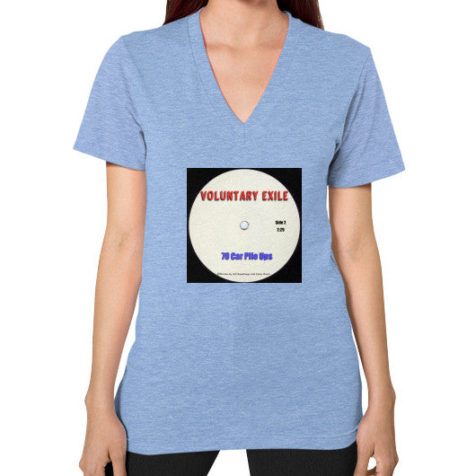 V-Neck (on woman) Tri-Blend Blue - Voluntary Exile