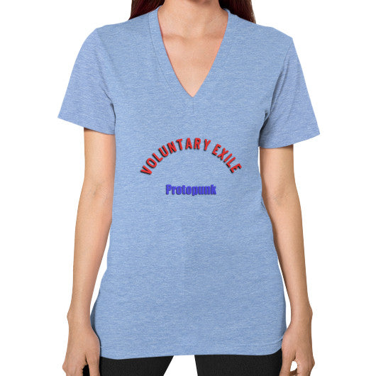 V-Neck (on woman) Tri-Blend Blue - Voluntary Exile