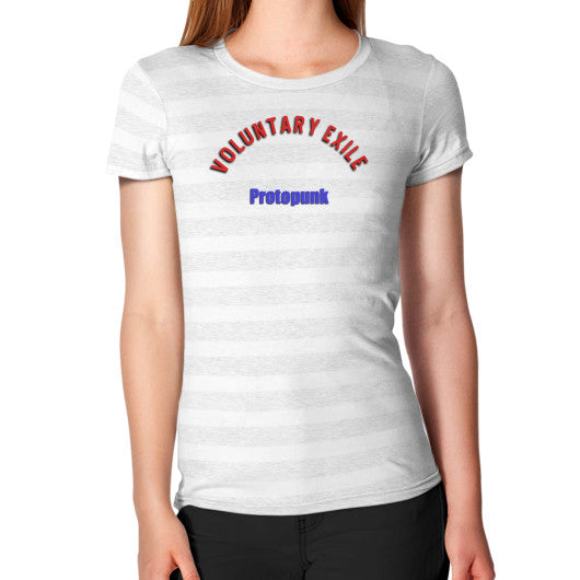 Women's T-Shirt Ash White Stripe - Voluntary Exile