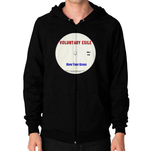 Zip Hoodie (on man) Black - Voluntary Exile