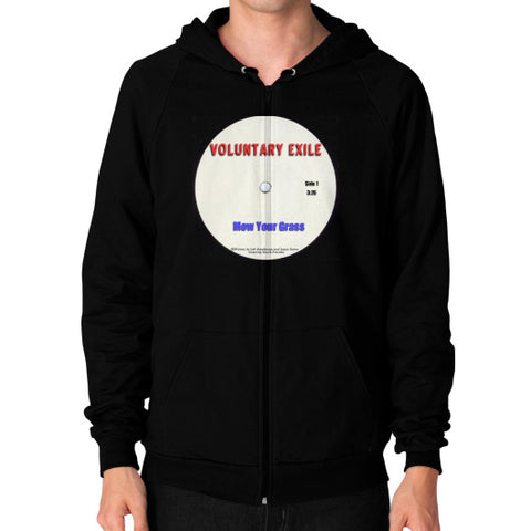 Zip Hoodie (on man) Black - Voluntary Exile