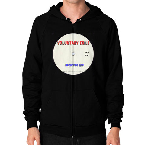 Zip Hoodie (on man) Black - Voluntary Exile