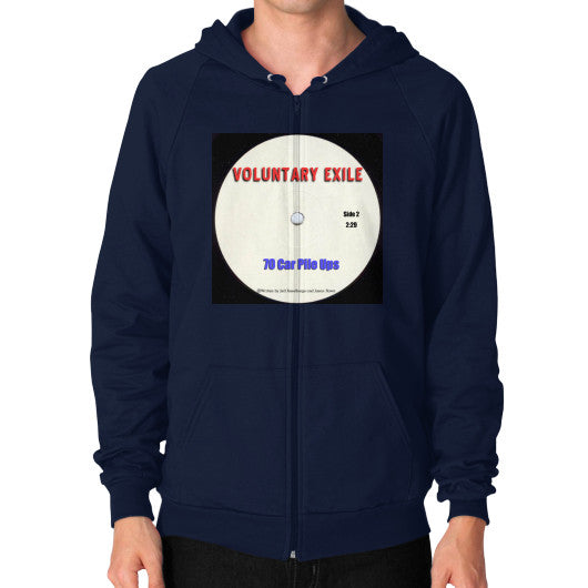 Zip Hoodie (on man) Navy - Voluntary Exile