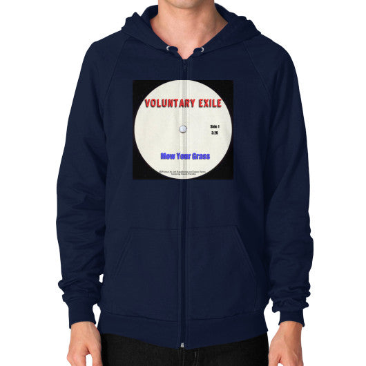 Zip Hoodie (on man) Navy - Voluntary Exile