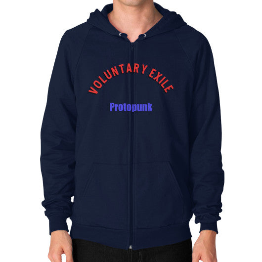 Zip Hoodie (on man) Navy - Voluntary Exile
