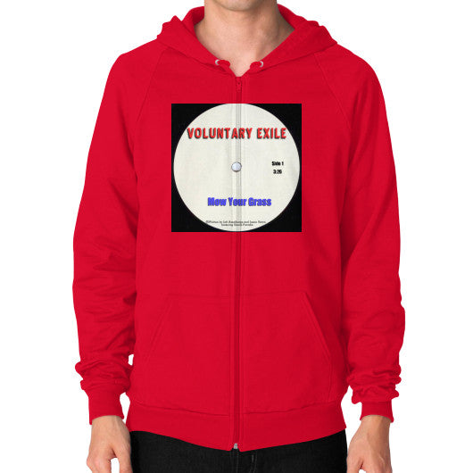 Zip Hoodie (on man) Red - Voluntary Exile