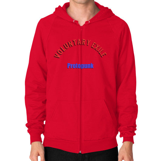 Zip Hoodie (on man) Red - Voluntary Exile