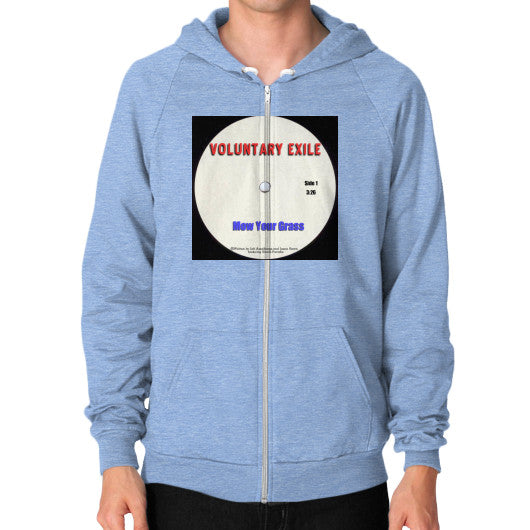 Zip Hoodie (on man) Tri-Blend Blue - Voluntary Exile
