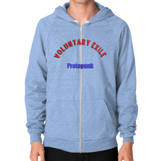 Zip Hoodie (on man) Tri-Blend Blue - Voluntary Exile