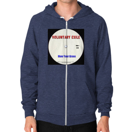 Zip Hoodie (on man) Tri-Blend Navy - Voluntary Exile