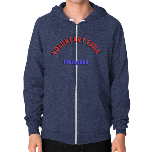Zip Hoodie (on man) Tri-Blend Navy - Voluntary Exile