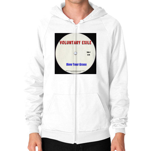 Zip Hoodie (on man) White - Voluntary Exile