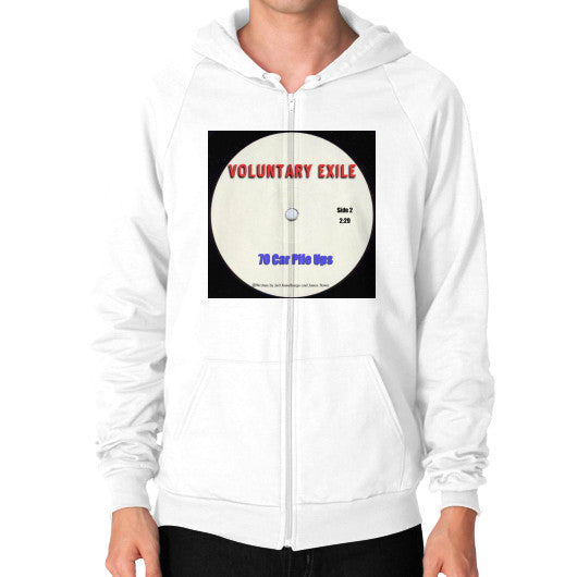 Zip Hoodie (on man) White - Voluntary Exile