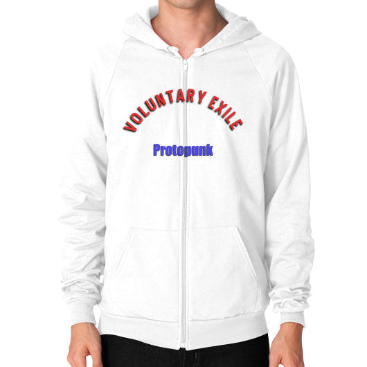 Zip Hoodie (on man) White - Voluntary Exile